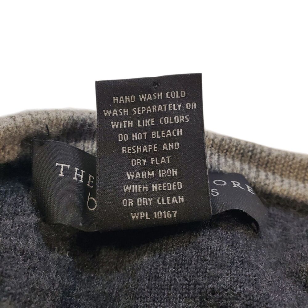 THE MEN'S STORE Bloomingdale's Sweater Mens Large Gray Striped 100% Merino Wool - Picture 8 of 8